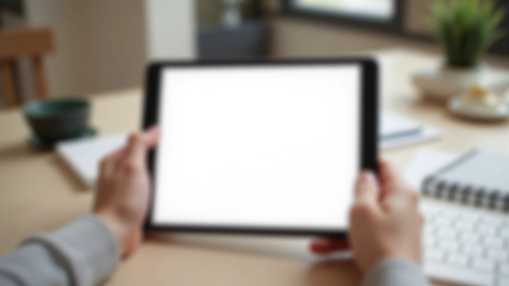 Schermo di tablet che mostra un modulo di contatto pulito e minimalista con sfondo neutro e tipografia chiara