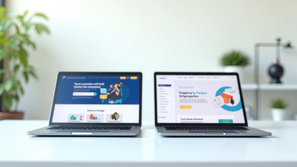 Desktop mostra due versioni di landing page affiancate, una con CTA ben progettato e una con CTA generico, differenze evidenti nel colore e posizionamento
